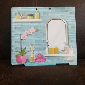B28 - 2nd Floor Bathroom Mirror Backdrop Mattel Barbie Dream House Dollhouse Rep